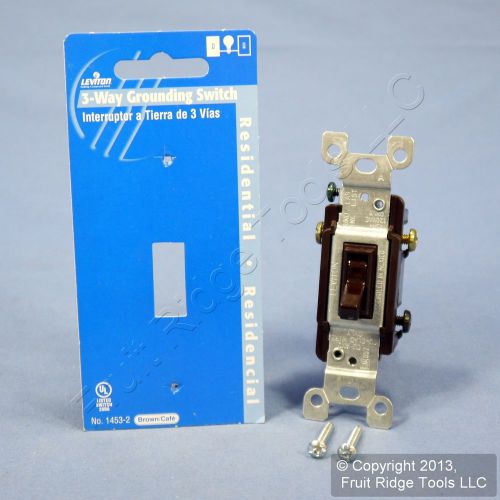 Leviton Brown 3-Way Toggle Wall Light Switch 15A 120V Residential 1453-2 Carded