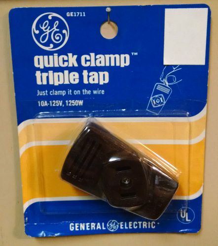 Vintage GE Quick Clamp Triple Tap NOS NEW female outlet cord rewire brown