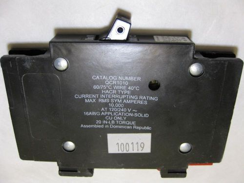 Eaton Cutler Hammer QCR1010 Circuit Breaker 10A 120/240V 1 Pole QCF Type T