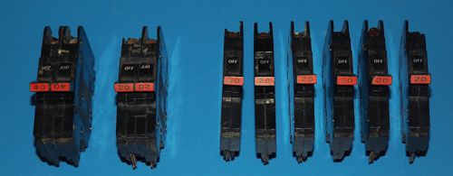 Lot 8 federal pacific 20a 40a stab-lok circuit breaker 1-p 2-pole thin/ warranty for sale