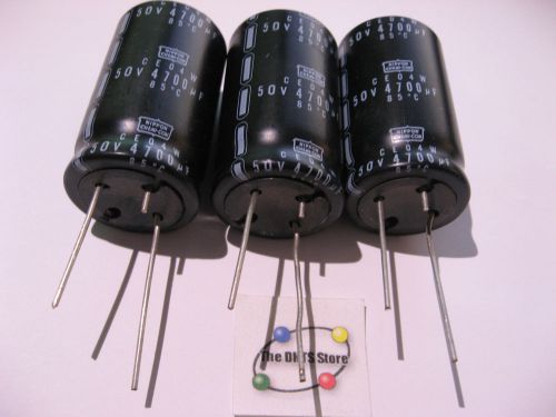 Nippon Chemicon Electrolytic Capacitors 4700uF 50V 85C Radial CE04W - NOS Qty 3