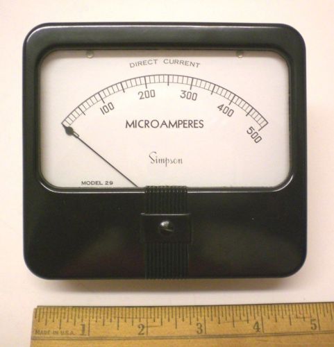 DC MicroAmmeter Simpson Model #29, 0-500DC UA, 4 1/2&#034; Meter, New in Box USA