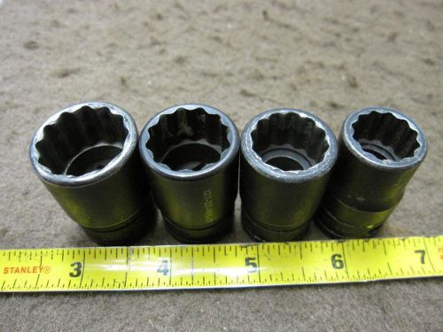 SNAP ON 4 PC 12 POINT SHALLOW 1/2&#034; DR SOCKET SET 9/16&#034; - 3/4&#034;