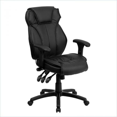 High back leather executive office chair in black for sale