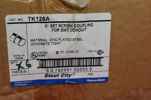 Steel city 3” set screw coupling for emt conduit tk128a lot of 6 for sale