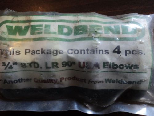 WELDBEND 3/4&#034; STD.LR 90 DEGREE USA ELBOWS PACKAGE OF 4