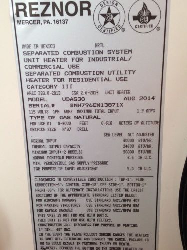 reznor gas heater