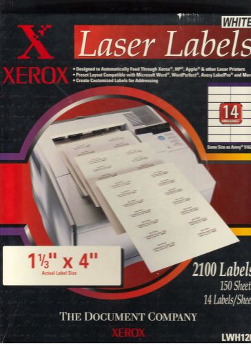 LWH120 XEROX WHITE SHIPPING LABELS 1 1/3 X 4 20 SHEETS