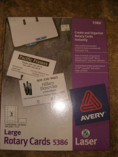 Avery Large Rotary Cards 5386 Laser Ink Jet Compatible Sealed Box 50 Sheets 150