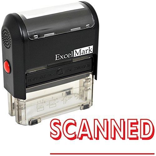 SCANNED Self Inking Rubber Stamp - Red Ink (ExcelMark A1539)