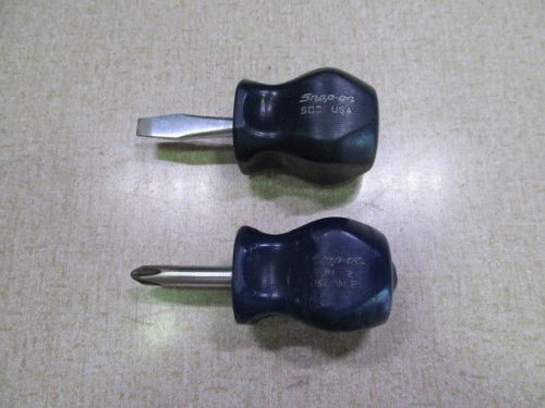 Snap-on blue stubby phillips (sddp22) &amp; flat head (sdd1) screwdriver set, u.s.a. for sale