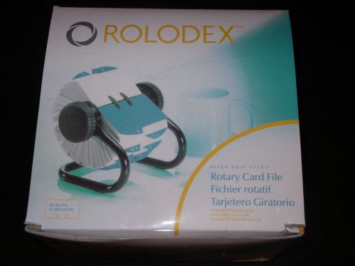 ROLODEX ROTARY CARD FILE NEW BLACK METAL INCLUDES A-Z INDEX TABS AND 500 CARDS
