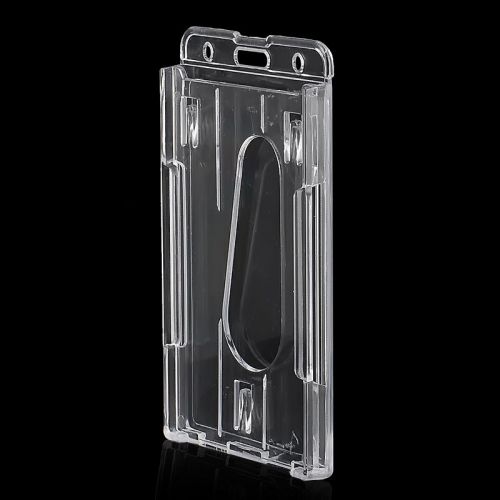 10x6cm Plastic Badge Holder New Clear Vertical Hard Double Card ID Transparent