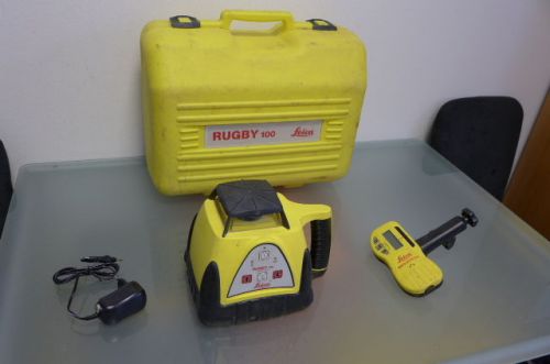 LEICA Rugby 100 rotary laser level w RodEye Pro receiver calibrated