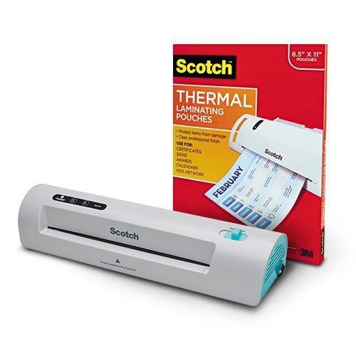 SCOTCH THERMAL LAMINATOR W/100-PACK LAMINATING POUCHES (TL901C-T) FAST WARM-UP