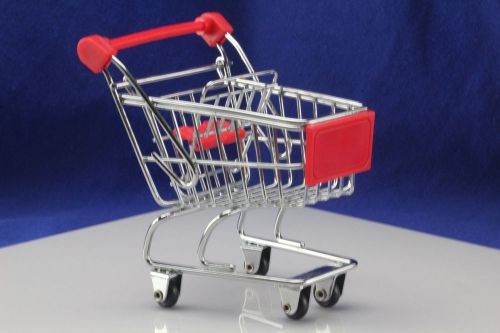 Miniature Grocery Store Style Shopping Cart Business Card Holder.