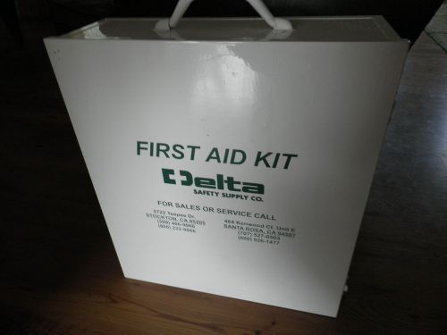 NIB~Delta Safety First Aid Kit~For 100 Employees~Metal Wall-Hanging Box w/Handle