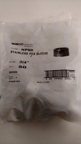 50 NIBCO PX02120 NP50 Pex 3/4&#034; Stainless Steel Crimp Sleeves 1 Bag of 50 NEW