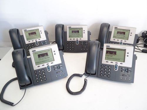 Lot of 5 cisco ip phone 7940 series model cp-7940g voip business phones nice!!! for sale