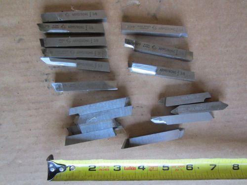 Lot of 17 Lathe 3/8&#034; Cutting Tool Bits 9 Armstrong HS 8 Doall Molybdenum