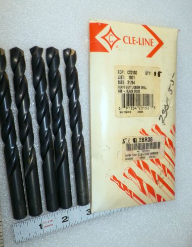 31/64&#034; drill bits jobber cle line c23152 unused qty: 5 pc ( loc4     ) for sale