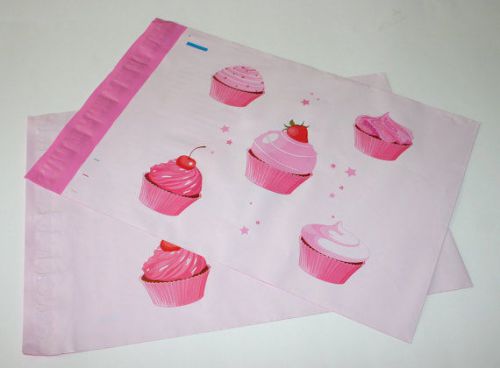 50 Glossy Pink Cup Cake Design POLY MAILERS (10x13 inches) Shipping, Party Bag