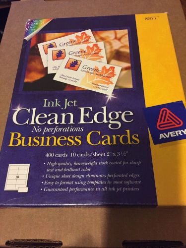 Avery 8877 Ink Jet Clean Edge Business Cards 400 New 2&#034;x3.5&#034;