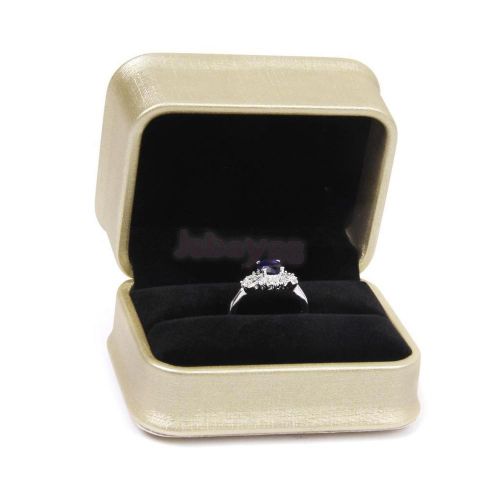 Gold pu velvet bride &amp;groom double wedding ring bearer box jewelry gift case for sale