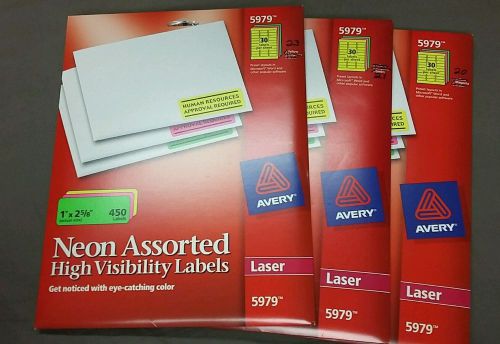 1920 total labels Avery 5979 Laser Labels, Rectangle, Neon Colors, 1&#034; x 2-5/8&#034;