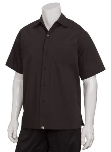 Chef Works C100-BLK-M Cafe S/S Shirt with Soil Release, Black, Medium
