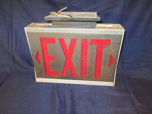 Vintage exit sign aluminum top mount lighted for sale