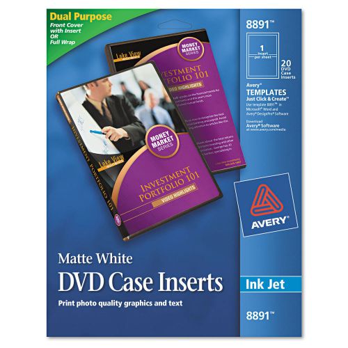 Avery Inkjet DVD Case Inserts Matte White 20/Pack 8891