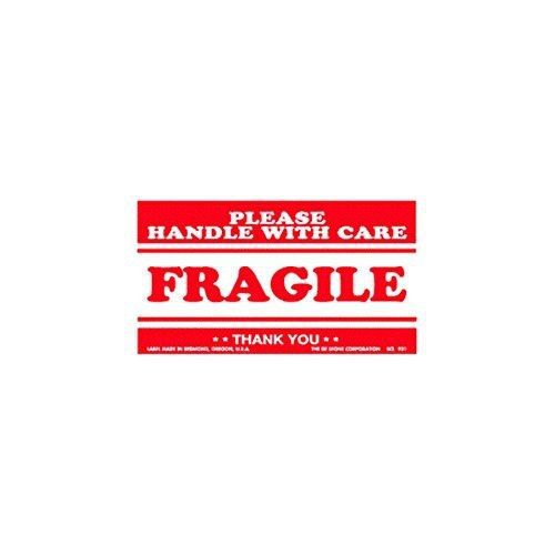 Pratt DLSCL536 Fragile/Please Handle with Care Label, 3&#034; Length, 5&#034; Width,