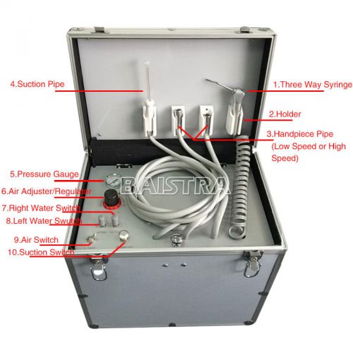 Dental Portable Turbine Unit Air Compressor Triple 3 Way Syringe ScalerHandpiece