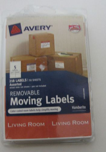 AVERY Removable Moving Labels 218 labels/50 Sheets Assorted