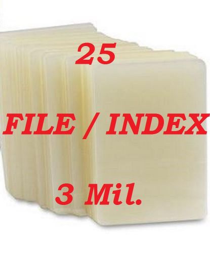 Laminating Laminator Pouch Sheets Index Card 3-1/2 x 5-1/2  25- Pack 3 Mil