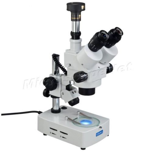 7X-45X Zoom Trinocular Stereo Microscope+5MP Camera Dual Halogen Lights