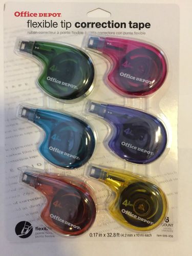 1 New Pack Of 6 Flexible Tip Correction Tape Made By Office Depot 32 Feet Long