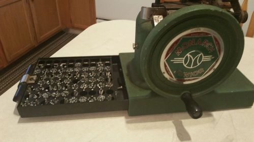 Antique VTG Monarch Junior Marking Stamping Printing Press Machine Stamping Dies