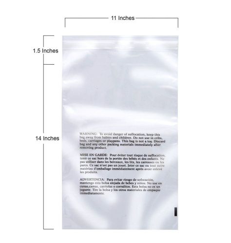 200 11x14 Poly Bags Strong Glue Self Seal with Suffocation Warning