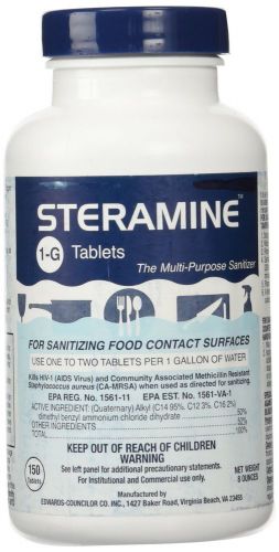 1 X Steramine Quaternary Sanitizing Tablets - 150 Sanitizer Tablets/bottle