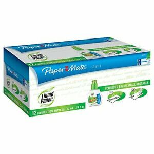 Paper Mate Liquid Paper 2 in 1 Correction Fluid 22ml 12 Count