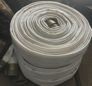Fire Hose 75’ 1 1/2 Inch Brass Couplings 250 PSI   Good Condition