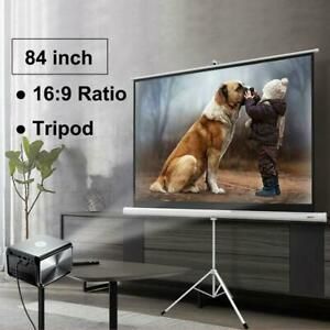 Portable 84&#034; 16:9 HD Projection Projector Screen Pull Up with Tripod Stand