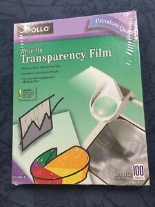 Apollo Write-On Transparency Film 8.5 x 11 (100 Sheets) New Box School Office
