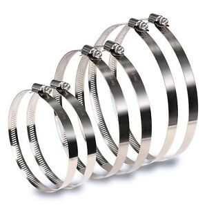 InduSKY 6Pcs 4 inch 5 inch 6 inch Hose Clamp Set 304 Stainless Steel Duct Cla...