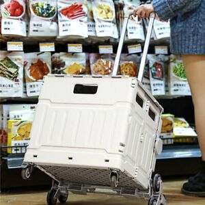 Folding Boot Cart Shopping Trolley Fold Up Storage Box Wheels Trolley Fordable