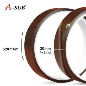 2 Roll A-SUB Sublimation Heat Transfer Resistant Adhesive Tape 20mm X 16m Kapton