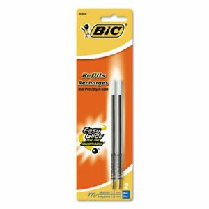 LOT OF 3 BIC Wide Body Pen Refills - Medium Point - BLACK Ink - 2 / Pack ~ 1.0MM