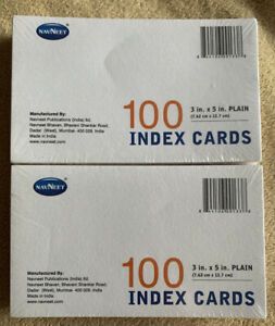 NavNeet 100 Index Cards 3x5 Plain White Lot of 2 New